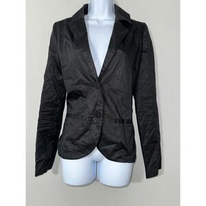 DC Women's Black Cotton Blend Blazer Medium Galaxy Print‎ Lining EUC SIZE M